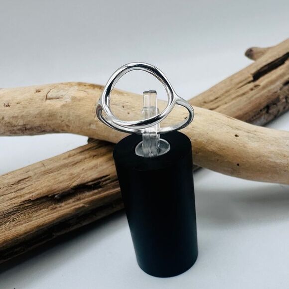 Sterling Silver Modern High Polish Circle Ring - Picture 2 of 5